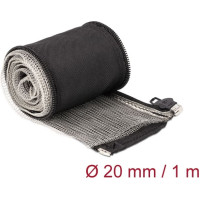 Delock EMI Shielding braided sleeve with zip heat resistant 1 m x 20 mm black