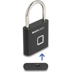 Navilock Padlock with fingerprint 75 x 45 x 13 mm black