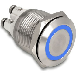 Delock Push Button for Installation 19 mm 4 x Screw Terminal LED blue
