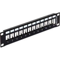 Delock 10″ Keystone Patch Panel 12 Port metal black