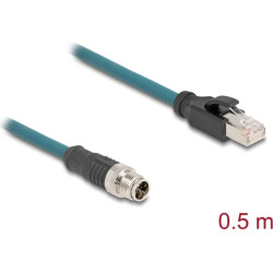 Delock M12 Adapter Cable X-coded 8 pin male to RJ45 male 50 cm