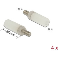 Delock Standoff M4 x M4, hexagon, inside / outside, 20 mm natural 4 pcs