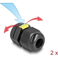 Delock Cable Gland M12 with ventilation IP68 dust and waterproof black 2 pieces