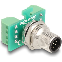 Delock M12 Transfer Module Adapter 8 pin A-coded male to 9 pin terminal block for installation