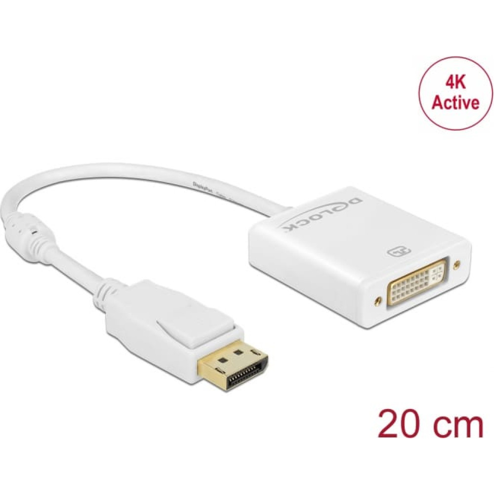Delock Adapter DisplayPort 1.2 male > DVI female 4K Active white