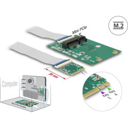 Delock Converter M.2 Key A+E male  1 x Mini PCIe Slot half size  full size with flexible cable