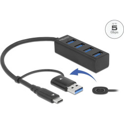 Delock 4 Port USB 3.2 Gen 1 Hub with USB Type-C™ or USB Type-A connector