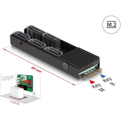Delock Converter M.2 2280 Key B+M male to 5 x SATA with heat sink