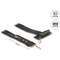 Delock M.2 Key M to U.2 SFF-8639 NVMe Adapter angled with 20 cm cable