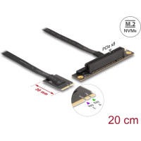 Delock M.2 Key A+E to PCIe x8 NVMe Adapter angled with 20 cm cable