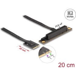 Delock M.2 Key A+E to PCIe x8 NVMe Adapter angled with 20 cm cable