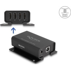 Delock 4 Port USB 2.0 Isolator Hub with 5 kV Isolation for data lines