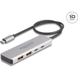 Delock USB 10 Gbps USB Type-C™ Hub with 2 x USB Type-A and 2 x USB Type-C™ with 35 cm connection cable