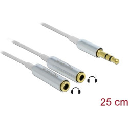 Delock Cable audio splitter stereo jack male 3.5 mm 3 pin  2 x stereo jack female 3.5 mm 3 pin 25 cm
