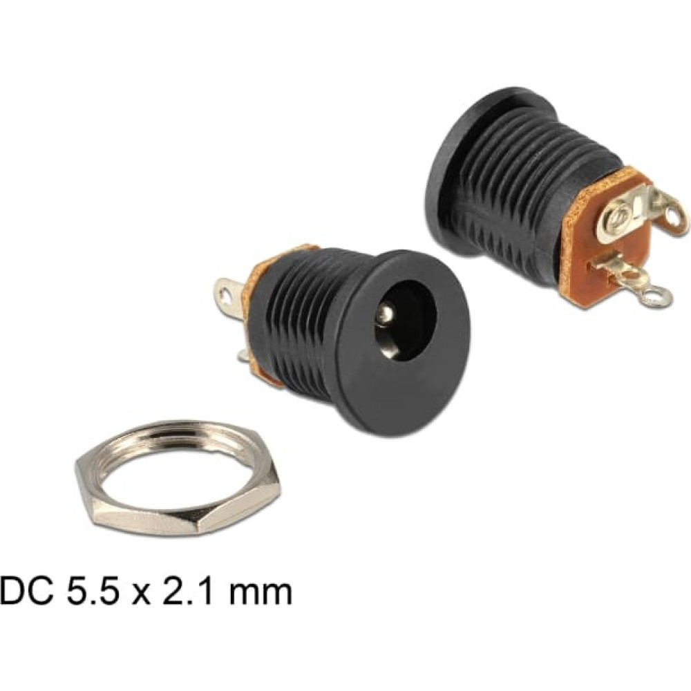 Delock Installation socket DC 2.1 x 5.5 mm soldering version