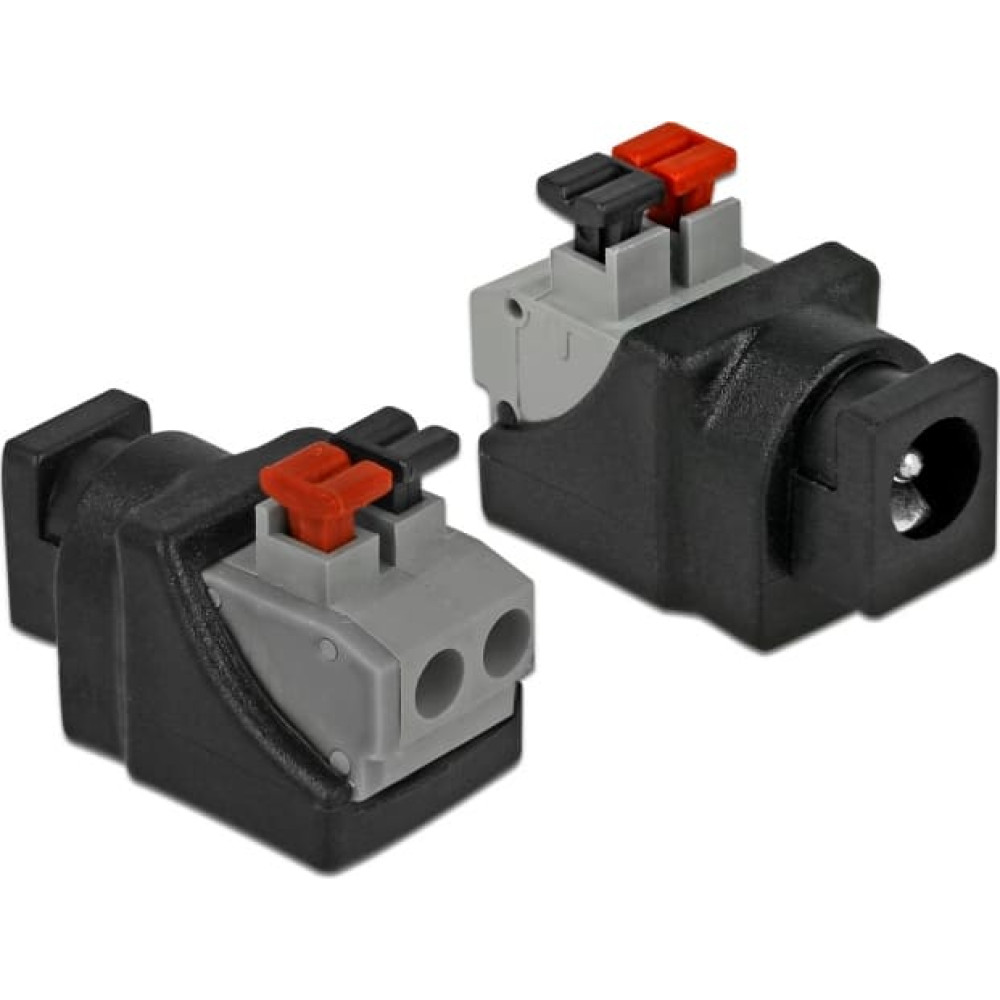 Delock Adapter DC 5.5 x 2.1 mm female > Terminal Block with push button 2 pin