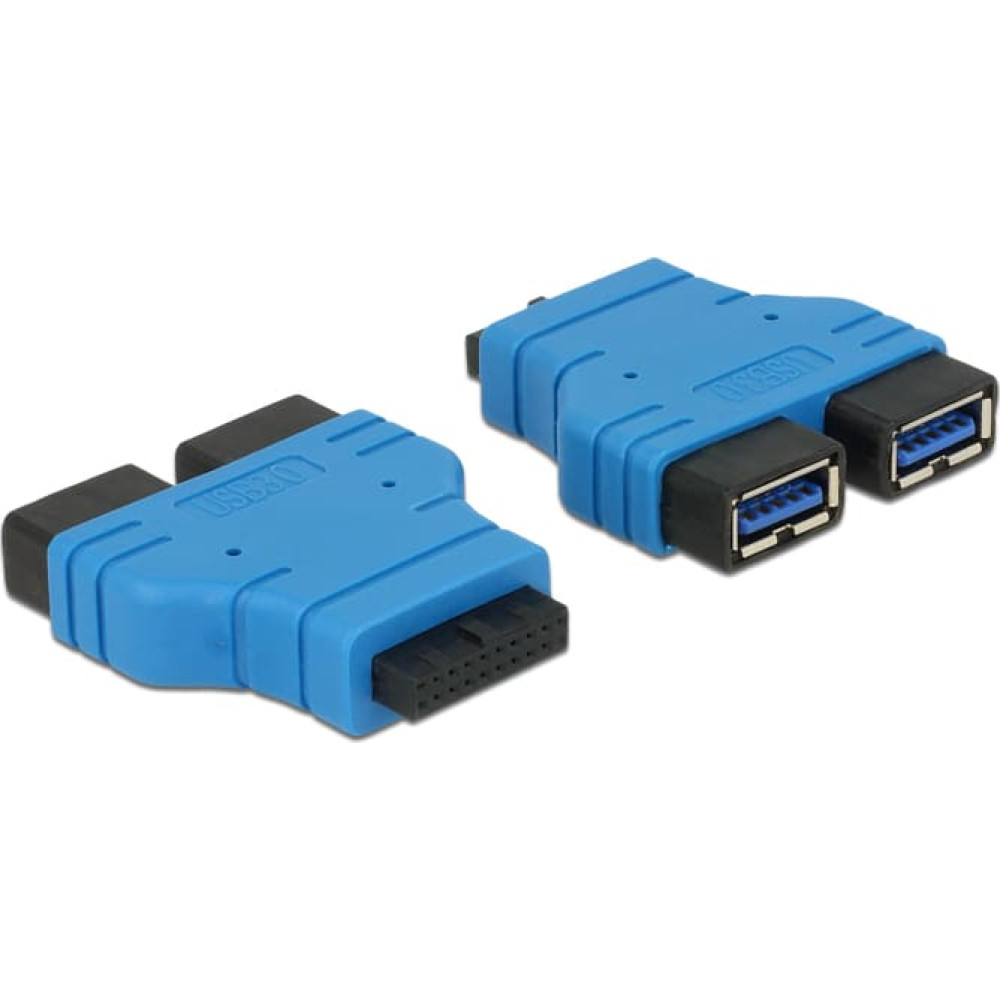 Delock Adapter USB 3.0 pin header female > 2 x USB 3.0 Type-A female – parallel