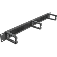 Delock 19″ Cable Management Brush Strip with 3 hooks 1U black