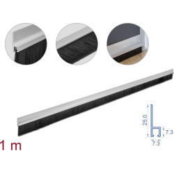 Delock Brush strip 40 mm with aluminium profile straight - length 1 m