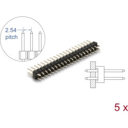 Delock Pin header 20 pin, pitch 2.54 mm, 2-row, straight, 5 pieces