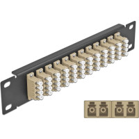 Delock 10″ Fiber Optic Patch Panel 12 Port LC Quad beige 1U black