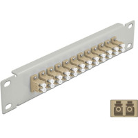 Delock 10″ Fiber Optic Patch Panel 12 Port LC Duplex beige 1U grey