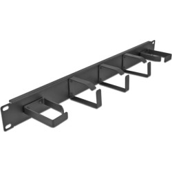 Delock 19″ Cable Management Routing Panel with 5 metal hooks (2 x horizontal, 3 x vertical) 1U black
