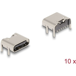 Delock USB 5 Gbps USB Type-C™ female 6 pin SMD connector for solder mounting 90° angled 10 pieces