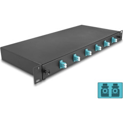Delock 19″ Optical Fiber Splice Box 6 x LC Duplex OM3 1U complete assembled ready for splicing