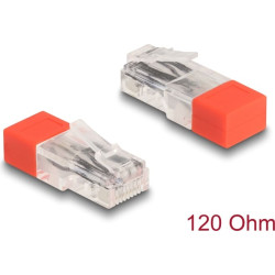 Delock RJ45 plug with terminating resistor 120 Ohm red