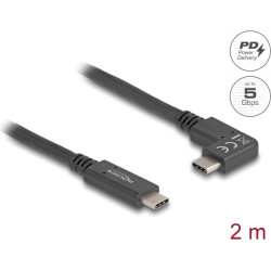 Delock USB 5 Gbps Cable USB Type-C™ male to USB Type-C™ male angled left / right 2 m 4K PD 60 W with E-Marker