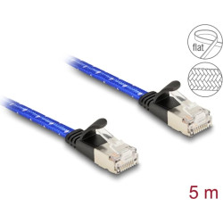 Delock RJ45 flat network cable with braided coating Cat.6A U/FTP 5 m blue