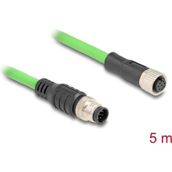 Delock M12 Cable A-coded 8 pin male to female PUR (TPU) 5 m