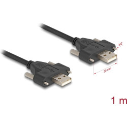 Delock USB 2.0 Cable Type-A male to male with screw distance 30 mm 1 m black