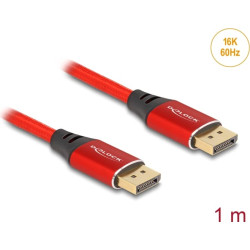 Delock DisplayPort Cable 16K 60 Hz 1 m red metal