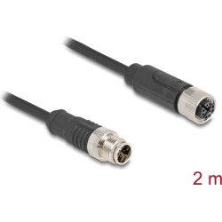 Delock M12 Cable X-coded 8 pin male to female PVC 2 m