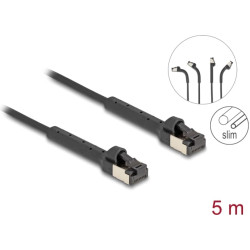 Delock RJ45 Slim Network Cable Cat.6A U/FTP angled black 5 m