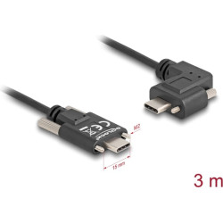 Delock USB 2.0 Cable USB Type-C™ male with screws to USB Type-C™ male with screws angled left / right PD 3.0 60 W 3 m