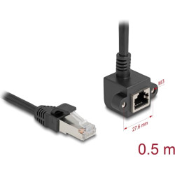 Delock Network Extension Cable RJ45 plug to RJ45 jack 90° angled Cat.6 F/UTP 0.5 m black