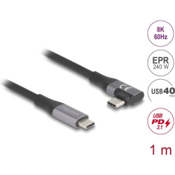 Delock USB 40 Gbps cable angled left / right USB PD 3.1 Extended Power Range 240 W 1 m
