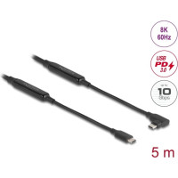 Delock Active USB 10 Gbps Cable USB Type-C™ male to male angled left / right 5 m 8K PD 60 W with E-Marker