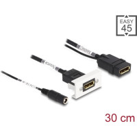 Delock Easy 45 DisplayPort 4K 60 Hz Module with DC feed 2.1 x 5.5 mm and pigtail,22.5 x 45 mm