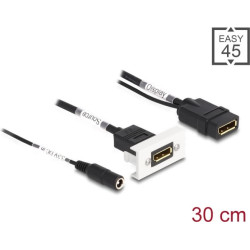 Delock Easy 45 DisplayPort 4K 60 Hz Module with DC feed 2.1 x 5.5 mm and pigtail,22.5 x 45 mm