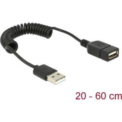Delock Extension Cable USB 2.0-A male / female coiled cable
