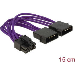 Delock Power Cable 8 pin EPS  2 x 4 pin textile shielding purple
