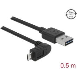 Delock Cable EASY-USB 2.0 Type-A male > EASY-USB 2.0 Type Micro-B male angled up / down 0,5 m black