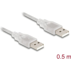Delock Cable USB 2.0 Type-A male > USB 2.0 Type-A male 0.5 m transparent