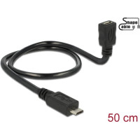 Delock Cable USB 2.0 Micro-B male > USB 2.0 Micro-B female OTG ShapeCable 0.50 m