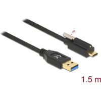 Delock SuperSpeed USB (USB 3.2 Gen 2) Cable Type-A male to USB Type-C™ male with screw on top 1.5 m