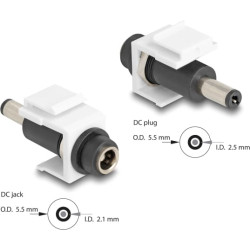 Delock Keystone Module DC 5.5 x 2.1 mm female to DC 5.5 x 2.5 mm male white